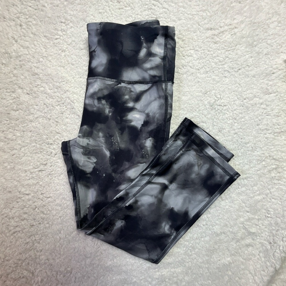 Marika‎ Sport Tie Dye Ankle Leggings Women's M High Waist Black Gray White